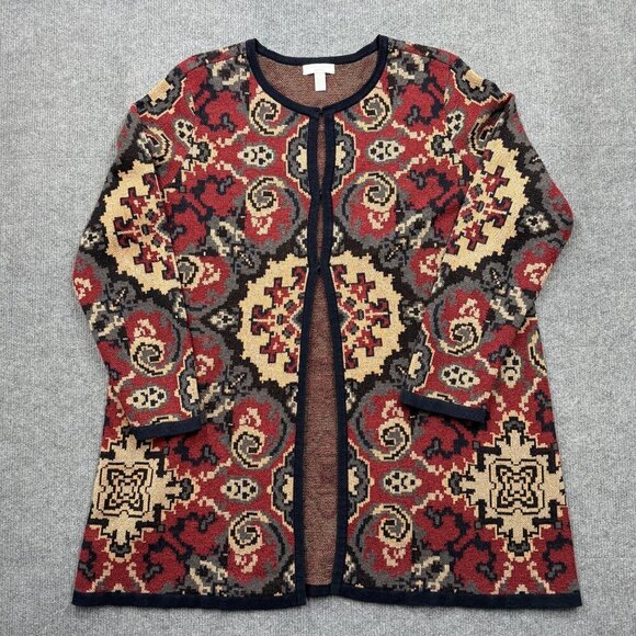 Charter Club Longline Cardigan Jacket Medallion Print Boho Aztec Western Size 2X - Picture 4 of 10